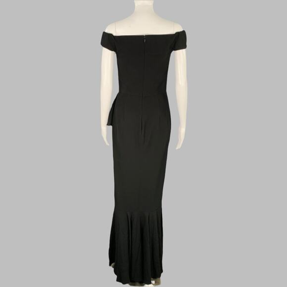 ALEXANDER MCQUEEN Size 4 Black Viscose Blend Ruffled Off Shoulder Evening Gown - Picture 3 of 8
